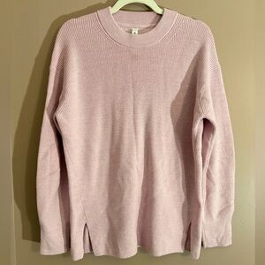 Lululemon Sweater 8 Merino Wool Blend Top Ribbed Crewneck Heather Pink Peony